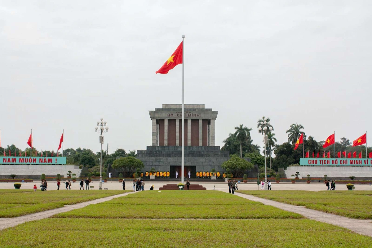 Ho Chi Minh Mausoleum and Ba Dinh Square in Hanoi Northern Vietnam